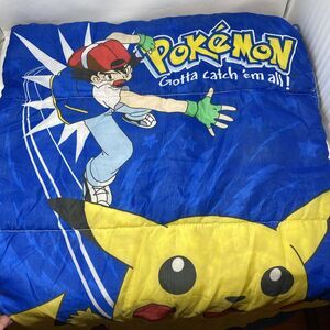1998 Nintendo Pokemon "Pikachu and Ash" Child Size Sleeping Bag, Vintage